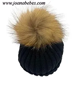 SIGAR GORRO POMPON PELO NATURAL NEGRO