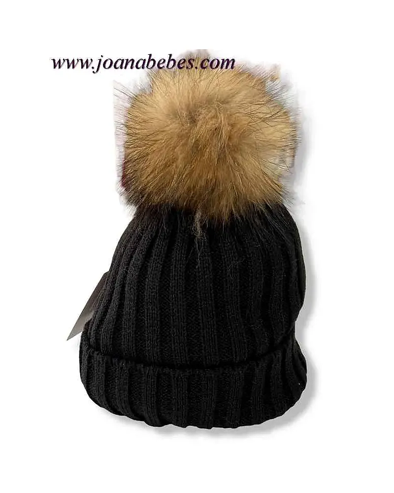 SIGAR GORRO POMPON PELO NATURAL NEGRO SIGAR GORRO POMPON PELO NATURAL NEGRO