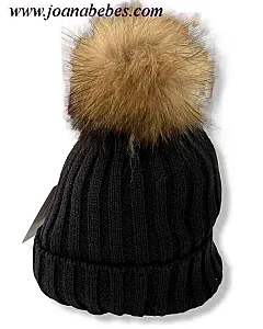 SIGAR GORRO POMPON PELO NATURAL NEGRO