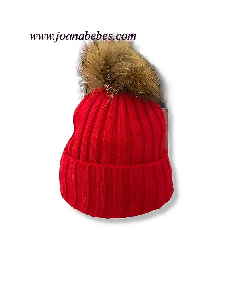 SIGAR GORRO POMPON PELO NATURAL ROJO