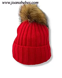 SIGAR GORRO POMPON PELO NATURAL ROJO