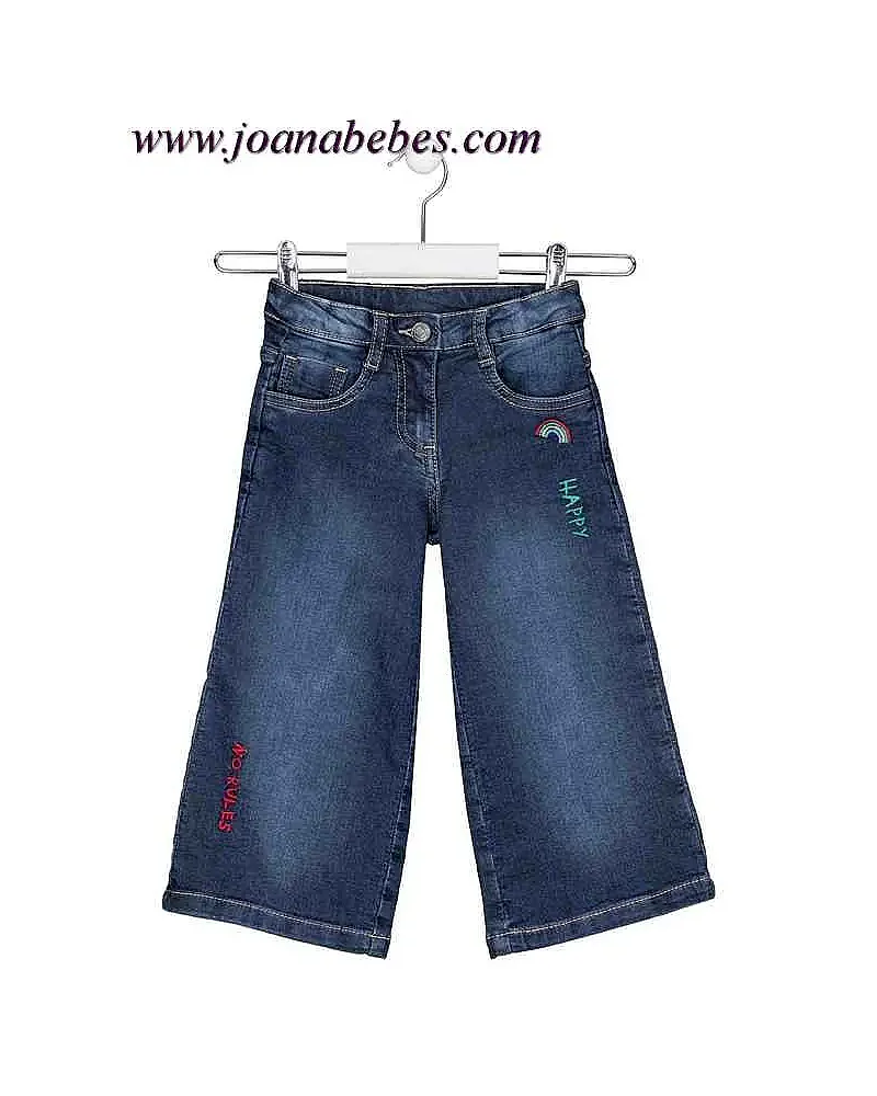 PANTALON DE INFANTIL NIÑA DENIM EFECTO FELPA CON BORDADOS