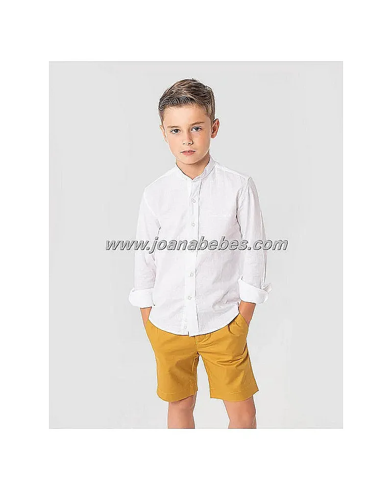 SPAGNOLO CAMISA CUELLO MAO LINO LISO