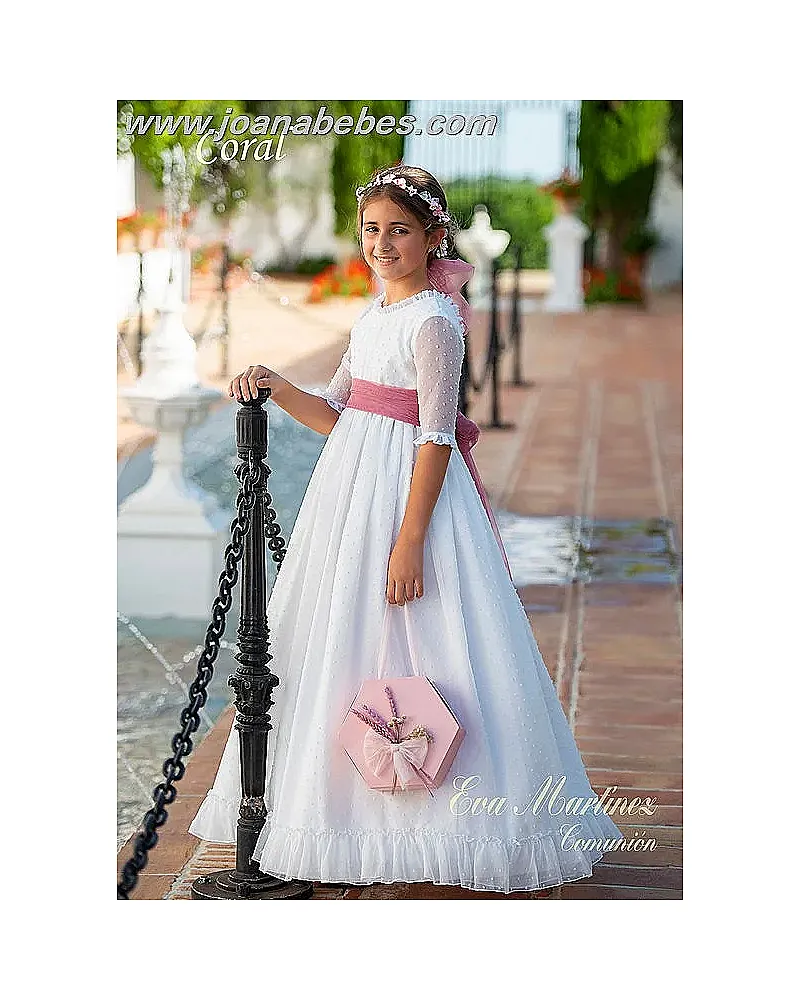 VESTIDO COMUNION CORAL