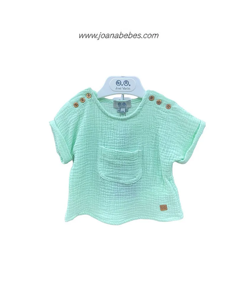 JOSE VARON BLUSA MOUSELINA VERDE AGUA