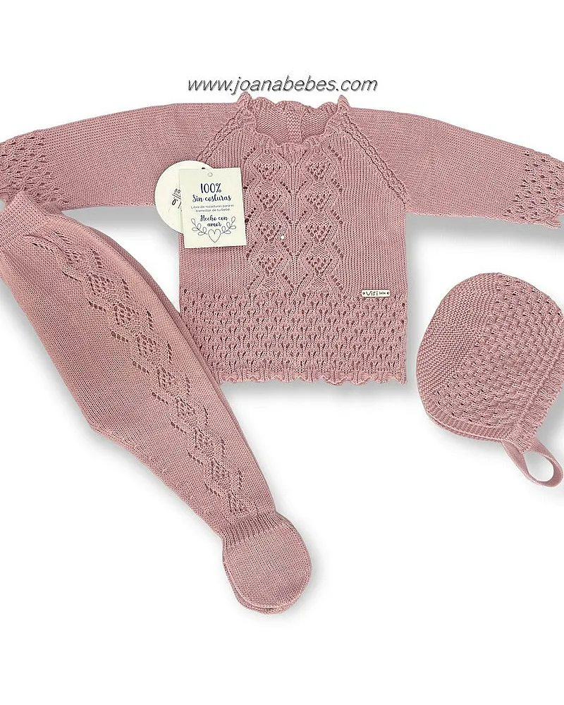 VISI CONJUNTO BEBE 3 PIEZAS LILA