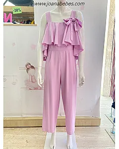 MONO DE CREP CON TIRANTES LILA