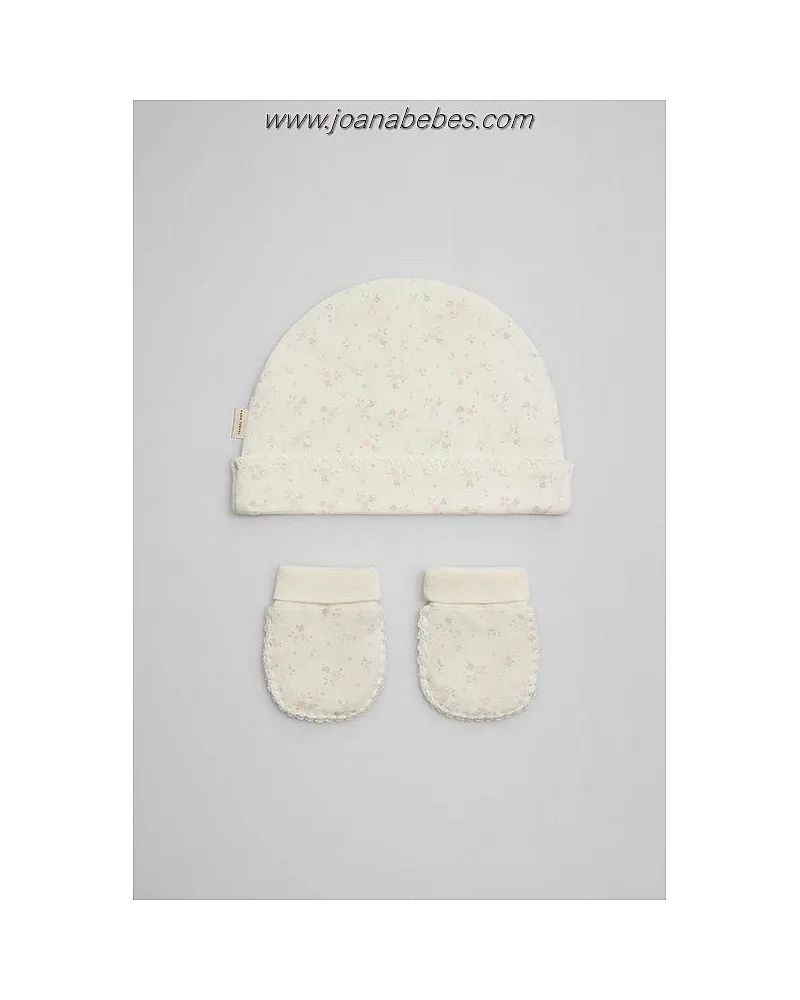 YSABEL MORA CONJUNTO BEBÉ GORRO Y MANOPLAS