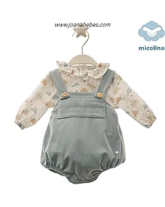MICOLINO BLUSA Y RANITA CELESTE EMPOLVADO