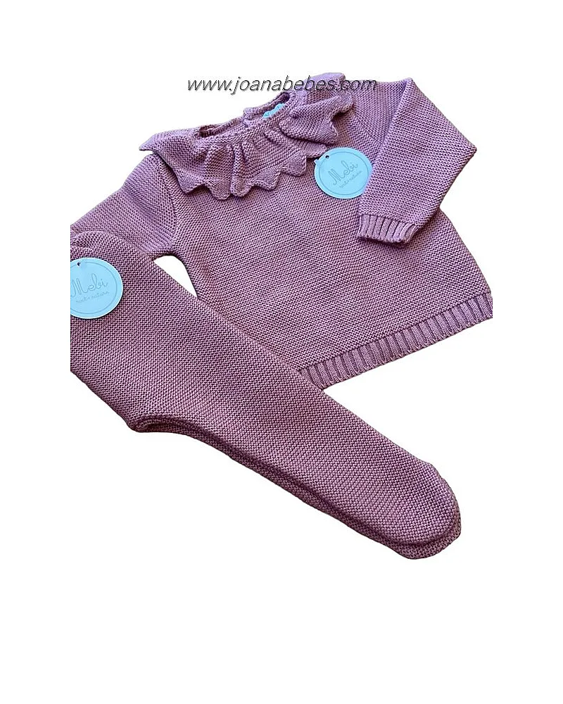 MEBI NATURE JUBON CUELLO DRALON Y POLAINA ROSA