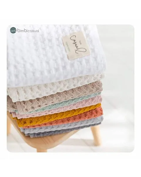 Manta algodon organico Crochet SALMON