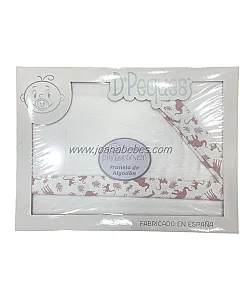 Juego sabanas cuna franela animales rosa