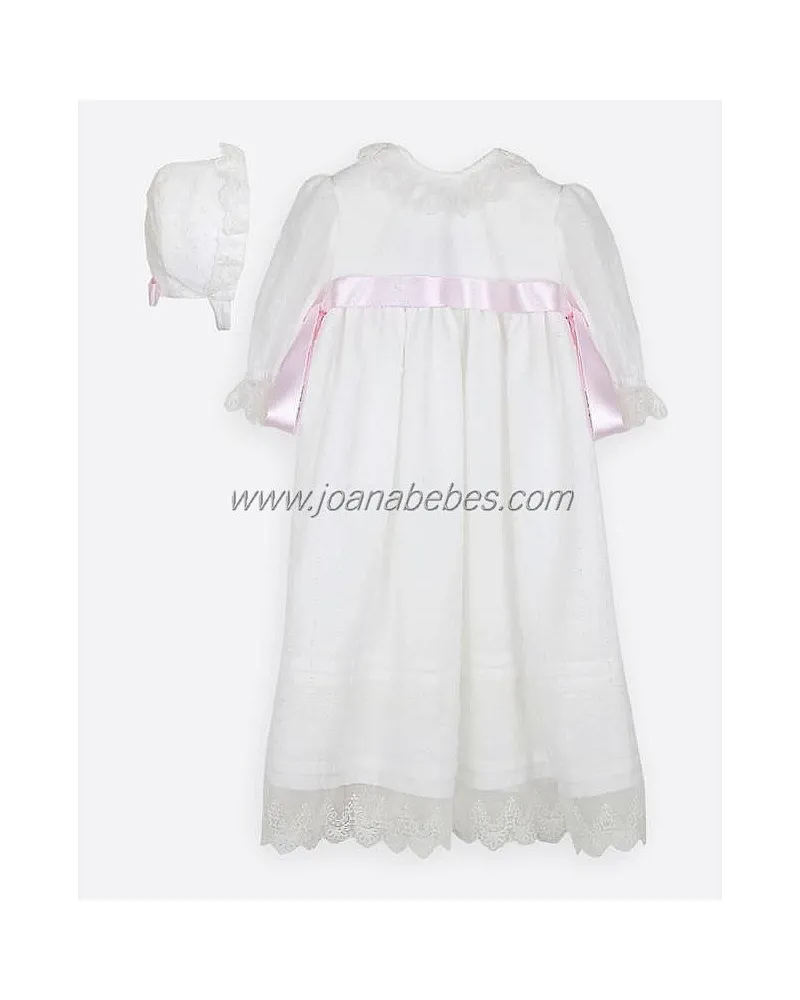 AMAYA FALDO BEBE EN VOILE PLUMETI, BRAGUITA Y CAPOTA