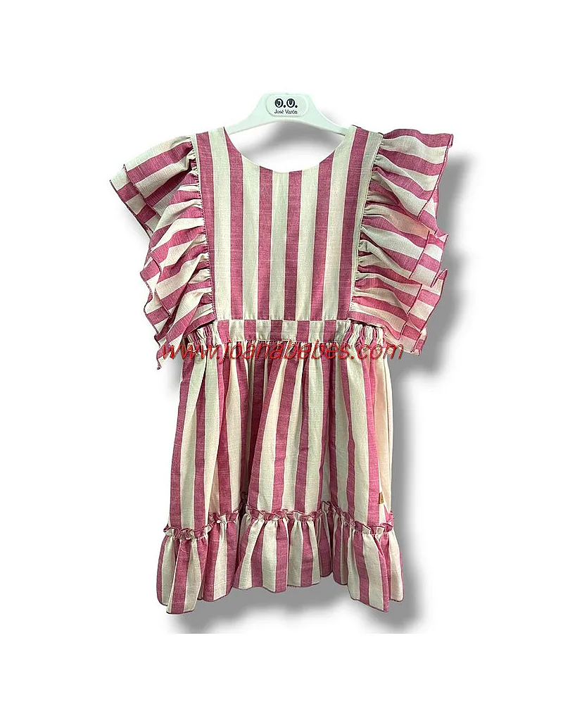 JOSE VARON VESTIDO RAYAS FRESA 50104