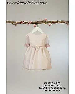 LILUS VESTIDO TUL TOPO ROSA MANGA FRANCESA