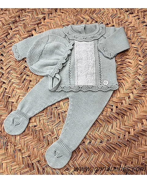 VISI CONJUNTO 3 PIEZAS VERDE EMPOLVADO