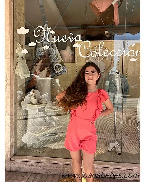 MY BELLA MOON MONO CORTO DE CREP CON VOLANTE CORAL