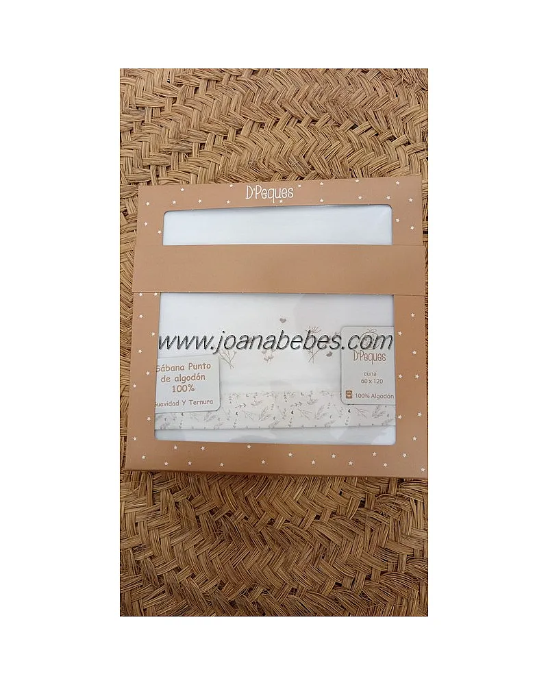 TRIPTICO CUNA SABANAS PUNTO DE ALGODON RAMITAS Y CORAZONES BEIG