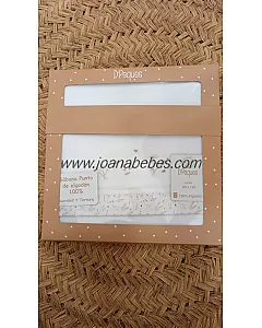 TRIPTICO CUNA SABANAS PUNTO DE ALGODON RAMITAS Y CORAZONES BEIG