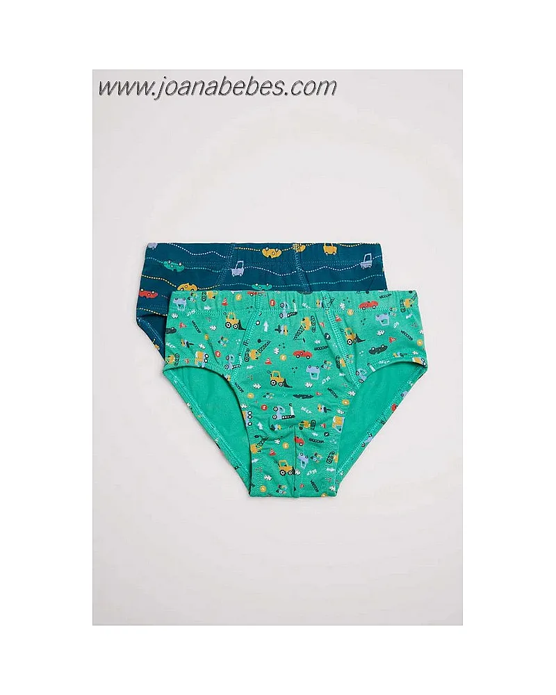 YSABEL MORA CALZONCILLOS SLIP NIÑO PACK DE 2 ESTAMPADO COCHES