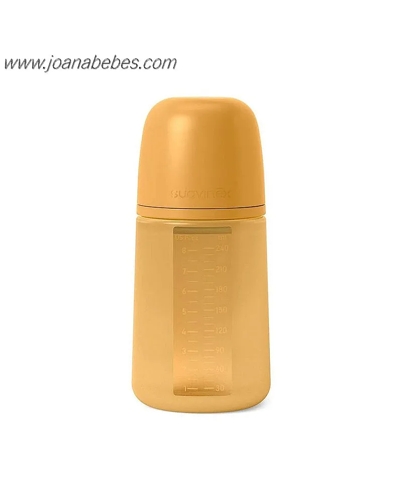Biberón 240ml. Suavinex tetina flujo medio 308069 MOSTAZA