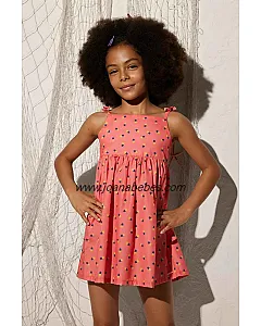 YSABEL MORA VESTIDO CON TIRANTES ANUDADOS ESTAMPADO DE PIÑAS