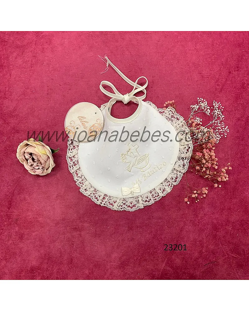 BABERO BAUTIZO PLUMETI BORDADO PUNTILLA