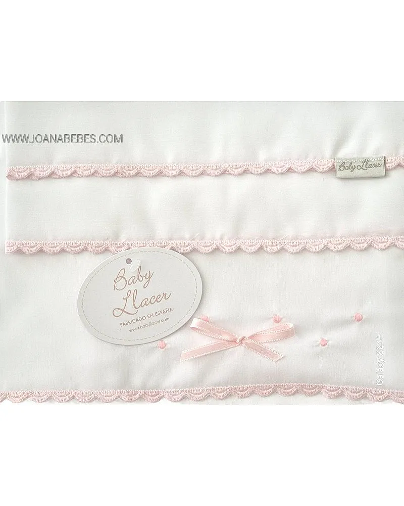 Sabana cuna blanco rosa