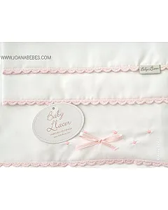 Sabana cuna blanco rosa
