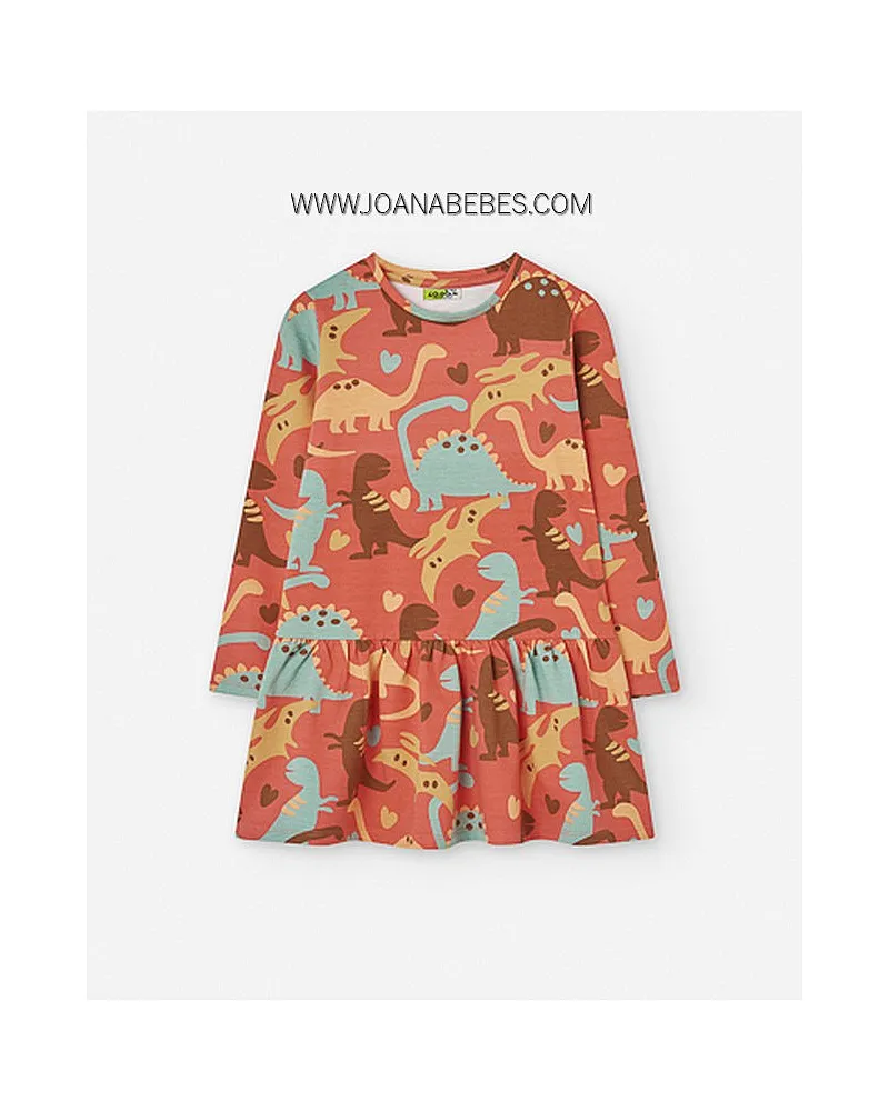 LOSAN VESTIDO ESTAMPADO DINOS PINK