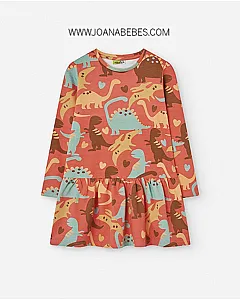 LOSAN VESTIDO ESTAMPADO DINOS PINK