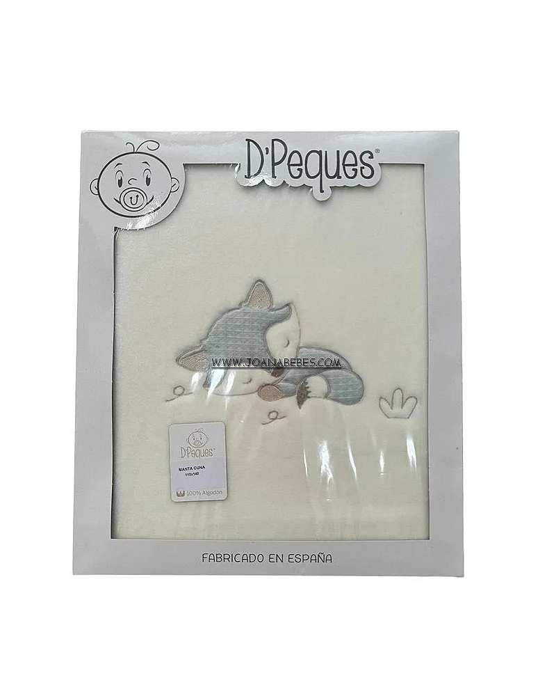 MANTA TERCIOPELO BORDAD ZORRITO VERDE