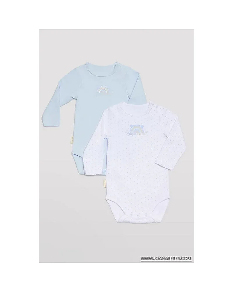 Pack 2 bodies bebé manga larga azul y blanco