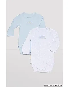 Pack 2 bodies bebé manga larga azul y blanco