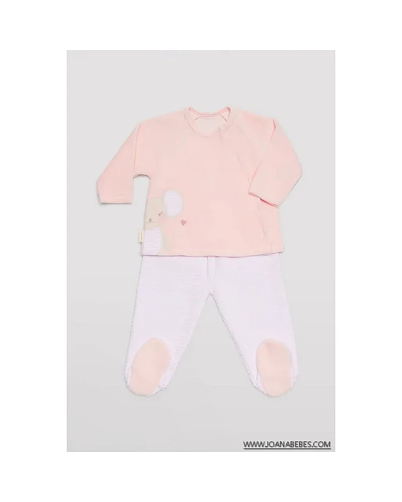 Conjunto bebé manga larga ratoncita rosa