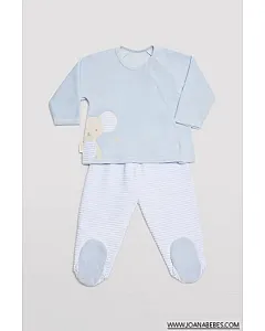 Conjunto bebé manga larga ratoncito azul