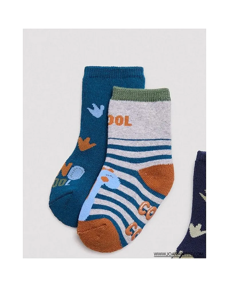 YSABEL MORA Pack 4 calcetines térmicos antideslizantes bebé estampados cool dino