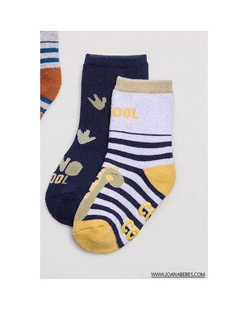 YSABEL MORA Pack 4 calcetines térmicos antideslizantes bebé estampados cool dino