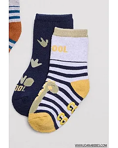 YSABEL MORA Pack 4 calcetines térmicos antideslizantes bebé estampados cool dino