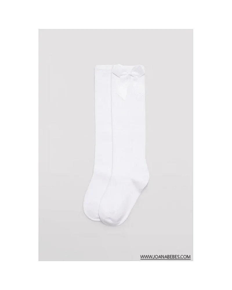 Calcetín infantil largo detalle lazo BLANCO