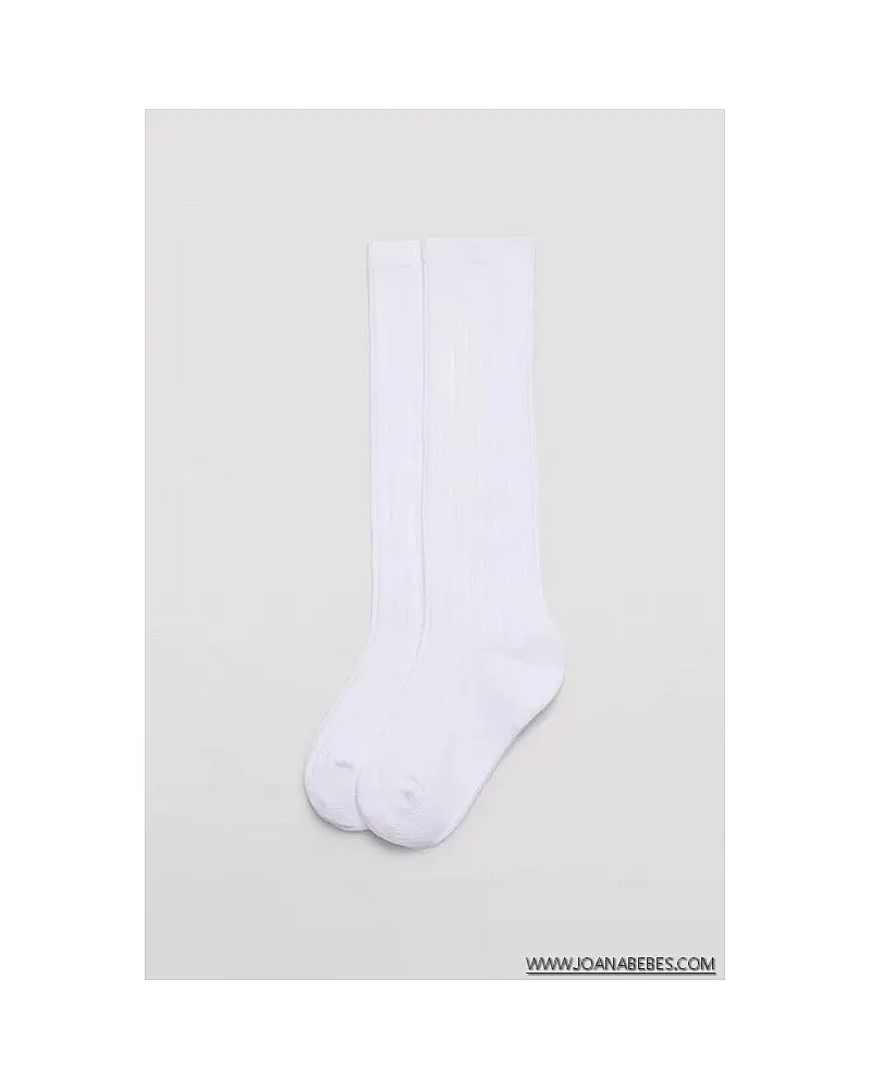 Calcetín infantil largo canalé BLANCO