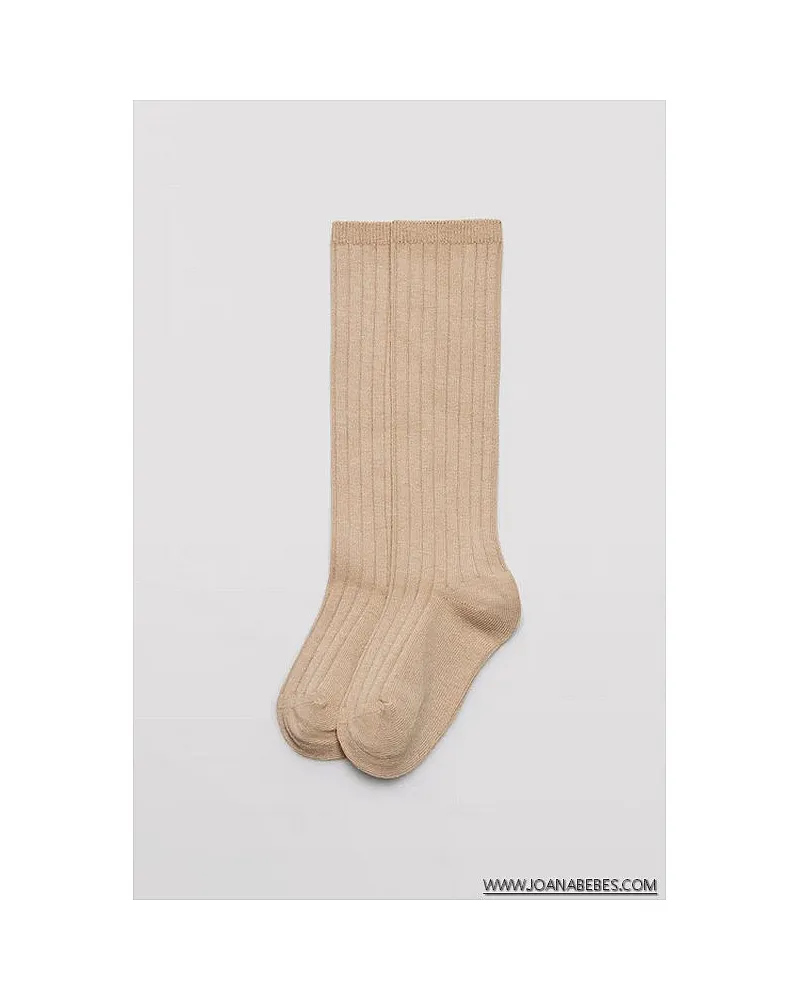 Calcetín infantil largo canalé CAMEL