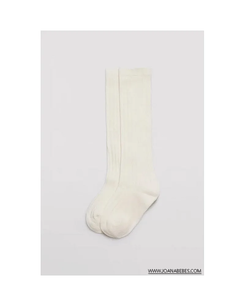 Calcetín infantil largo canalé MARFIL