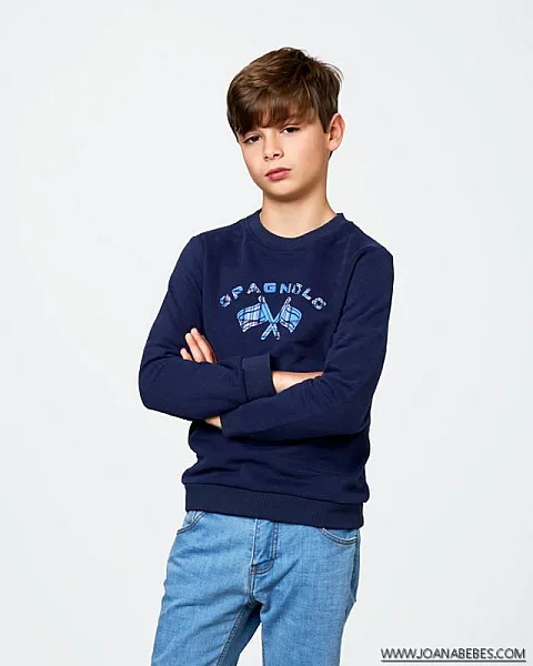 SUDADERA NIÑO LOGO BANDERAS CUADROS