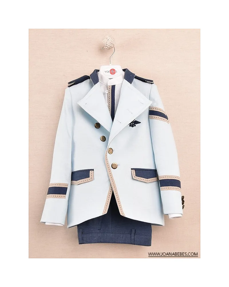 VARONES TRAJE ALMIRANTE MAO 3P CELESTE TINTA