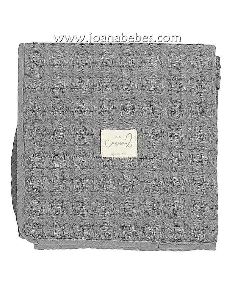 Manta algodon organico Crochet marengo