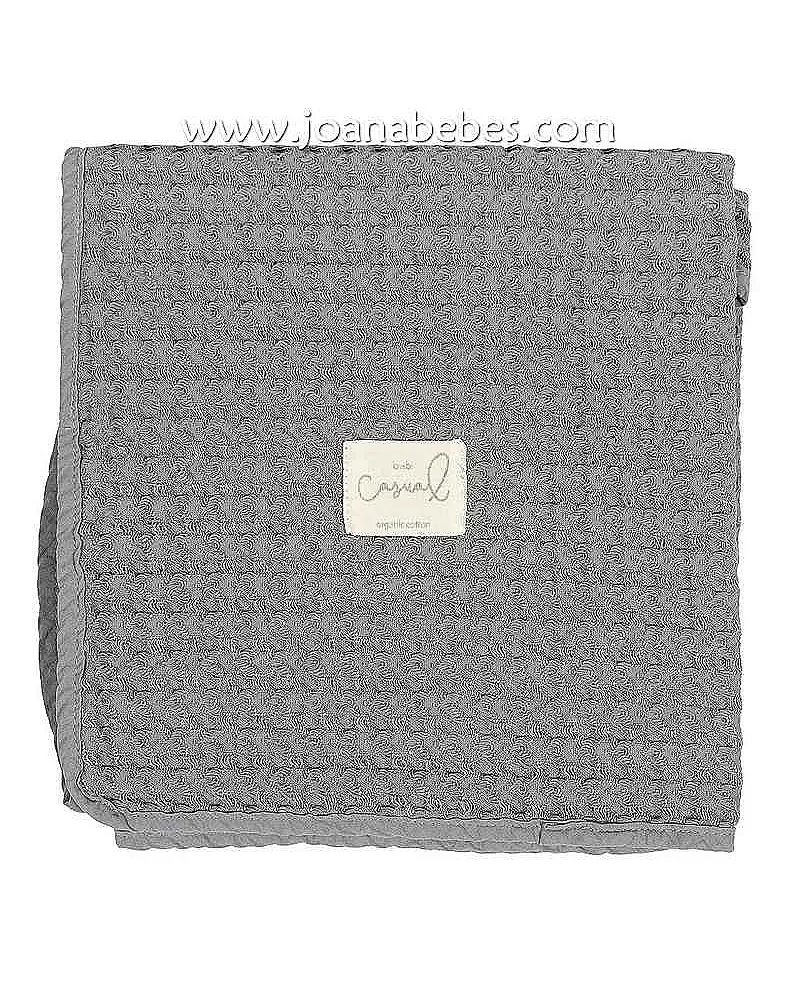 Manta algodon organico Crochet marengo