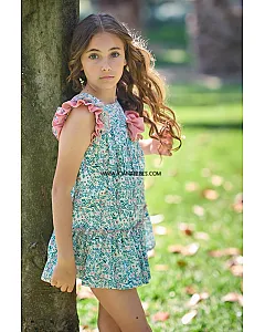 LA ORMIGA VESTIDO FLORES TURQUESAS Y ROSAS