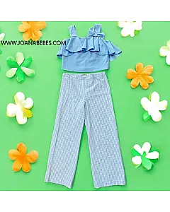 MY BELLA MOON CONJUNTO PANT VICHY Y BLUSA VOLANTE