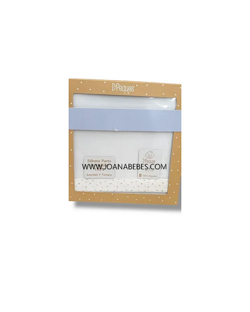 Juego sabanas CUNA DE PUNTO FLORECITAS AZUL
